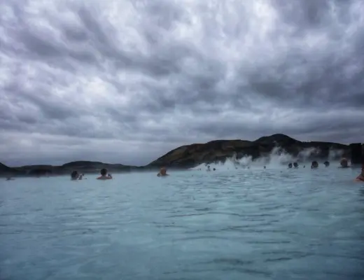 blue lagoon in Iceland in winter