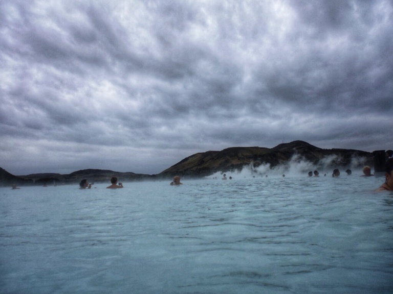 blue lagoon in Iceland in winter