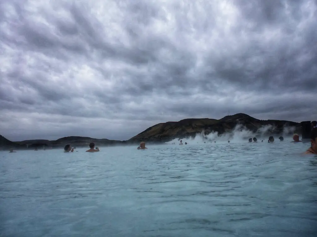 blue lagoon in Iceland in winter