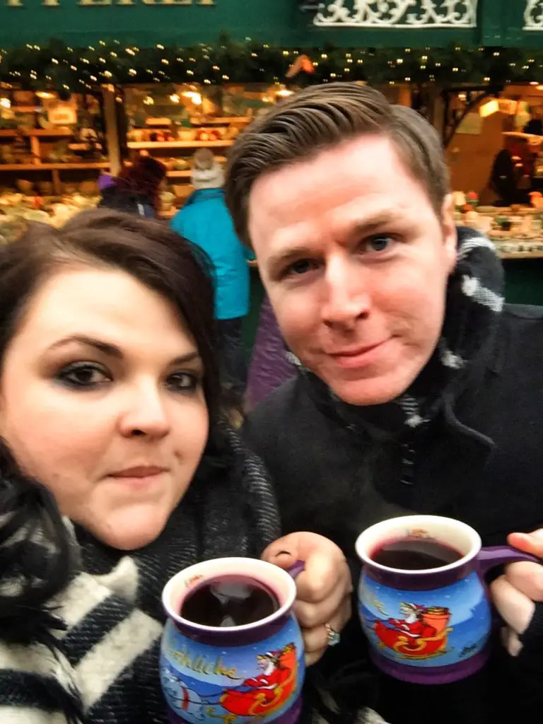 enjoying mulled wine at the Christmas markets in Hamburg