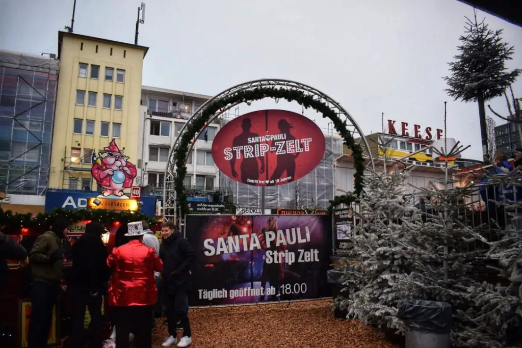 The strip tent at the Santa Pauli- Hamburg Christmas Markets The strip tent at the Santa Pauli- Hamburg Christmas Markets