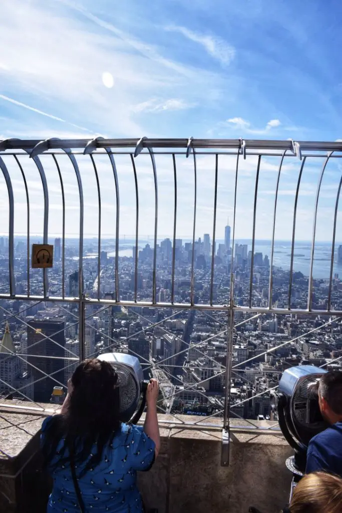 Looking out at the view from the Empire State Building