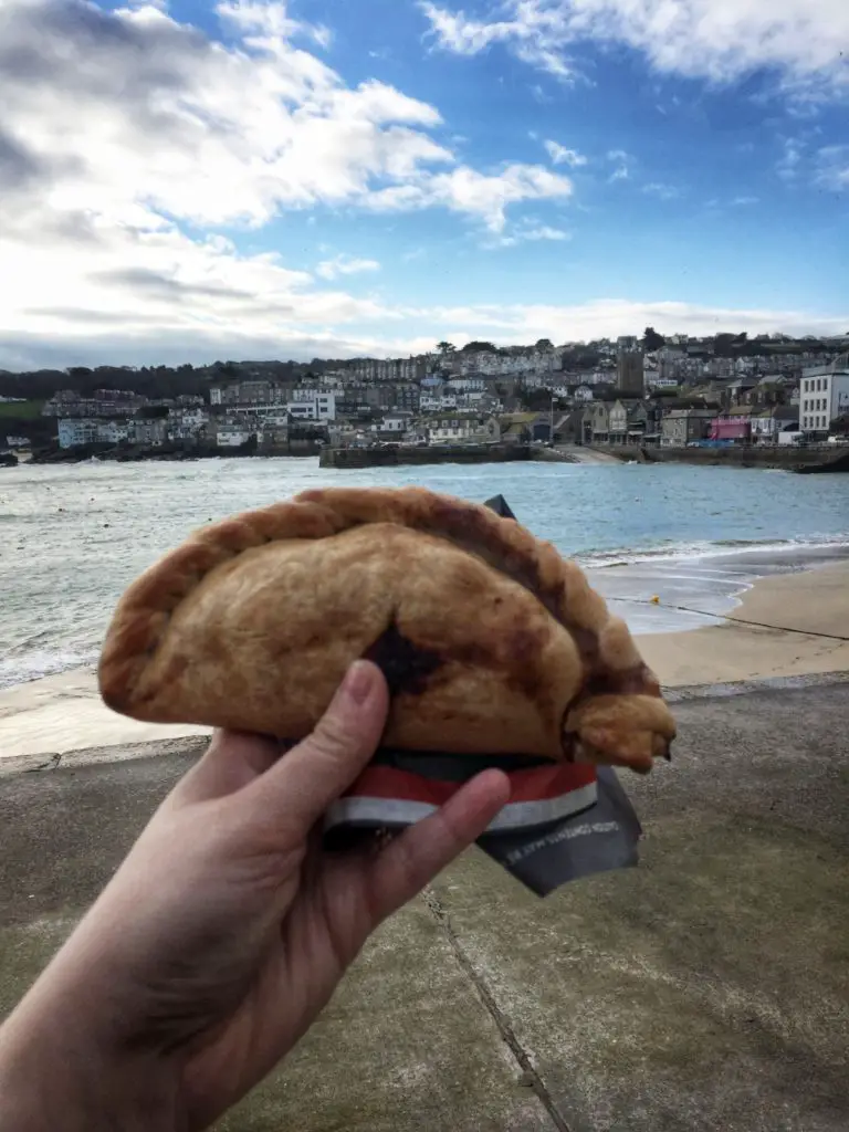 Cornish Pasty with St Ives in the background