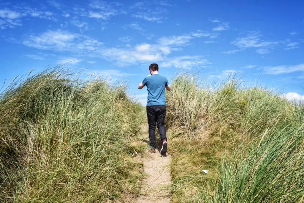Exploring the sand dunes at Strandhill Beach