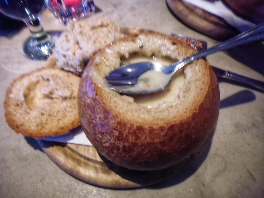 Soup in a bread bowl