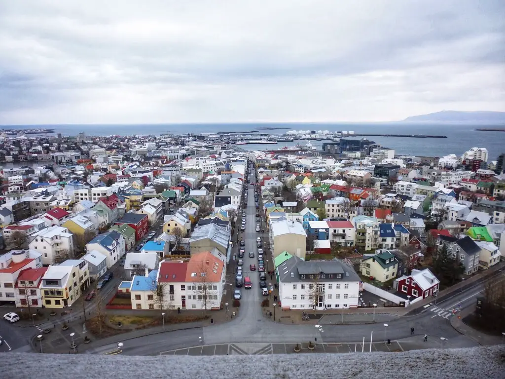 Beautiful views of Reykjavik in winter