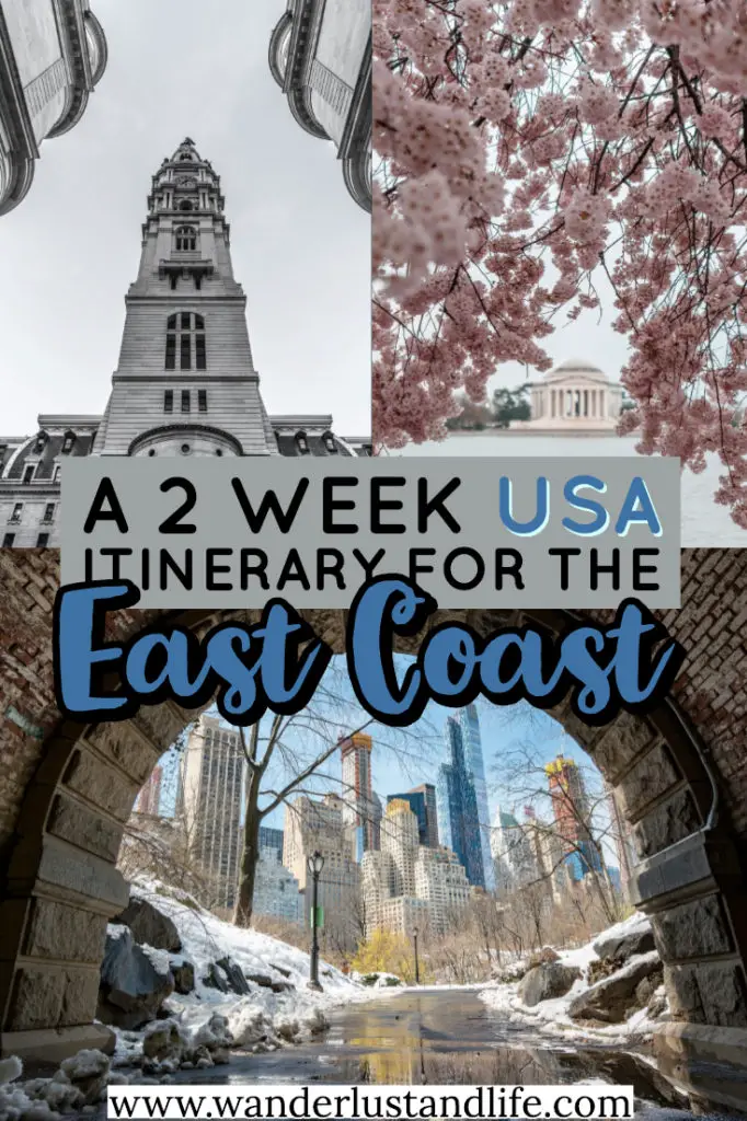 In this post we create a 2 week East Coast itinerary including Boston, Philadelphia, New York City, and Washington DC. We've also included Chicago for good measure, and while it isn't quite East Coast, it is pretty close in case you want to mix it up a bit. So for everything you need to know here is our East Coast travel guide. #wanderlustandlife #usa Pin this 2 week East Coast USA itinerary