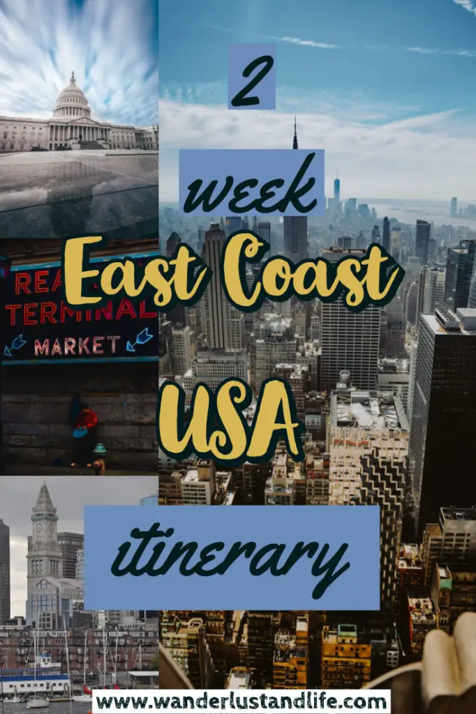 In this post we create a 2 week East Coast itinerary including Boston, Philadelphia, New York City, and Washington DC. We've also included Chicago for good measure, and while it isn't quite East Coast, it is pretty close in case you want to mix it up a bit. So for everything you need to know here is our East Coast travel guide. #wanderlustandlife #usa Pin this 2 week east coast USA itinerary