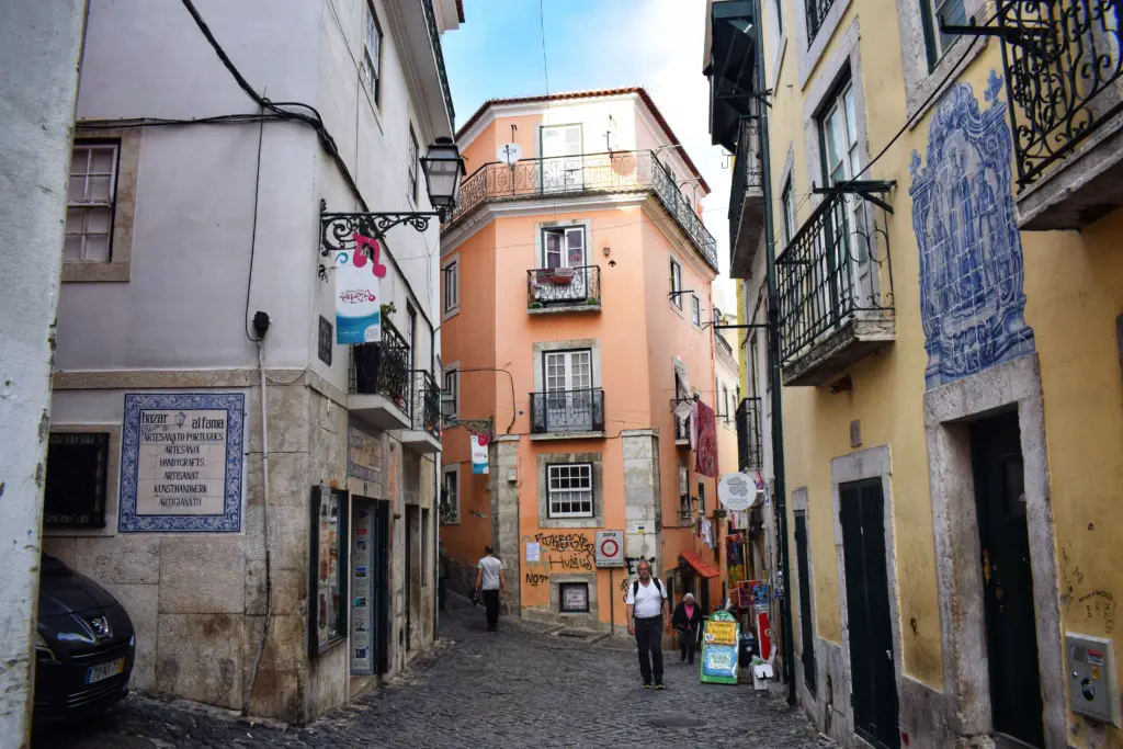 Cobbled Streets of Alfama district in Lisbon